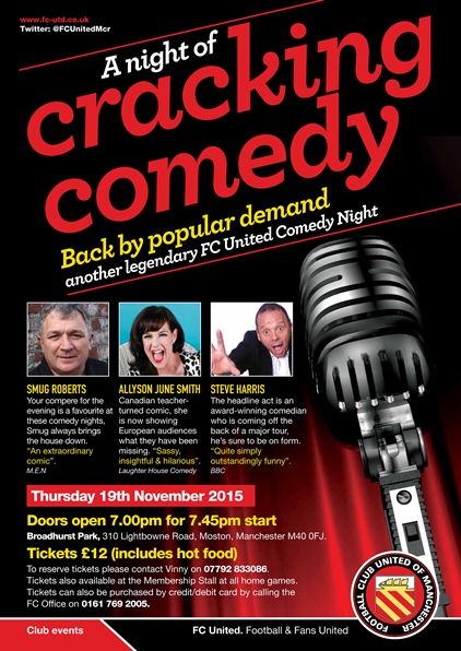 FC United Comedy Night - tickets still available